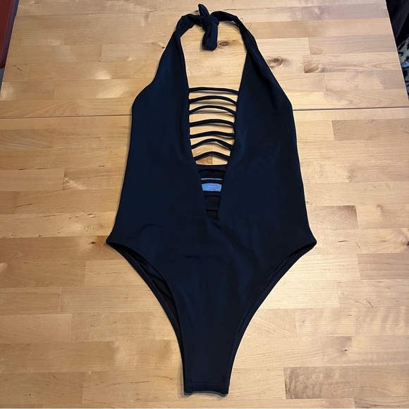 Mora Other - Mora V Neck Size M Halter Black Waist Cut Out  One Piece Swimsuit